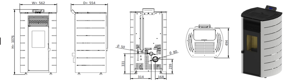 Poêle à pellets Sabine noir 10kw - Basic Line 