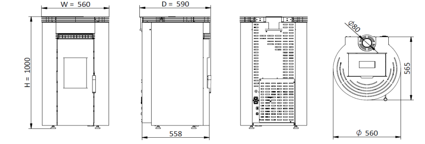 Poêle à pellets Himalaia noir 8kw - Basic Line 