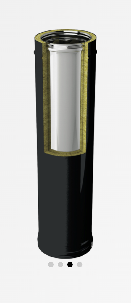 Elément droit 995 mm diam 150 DW inox noir