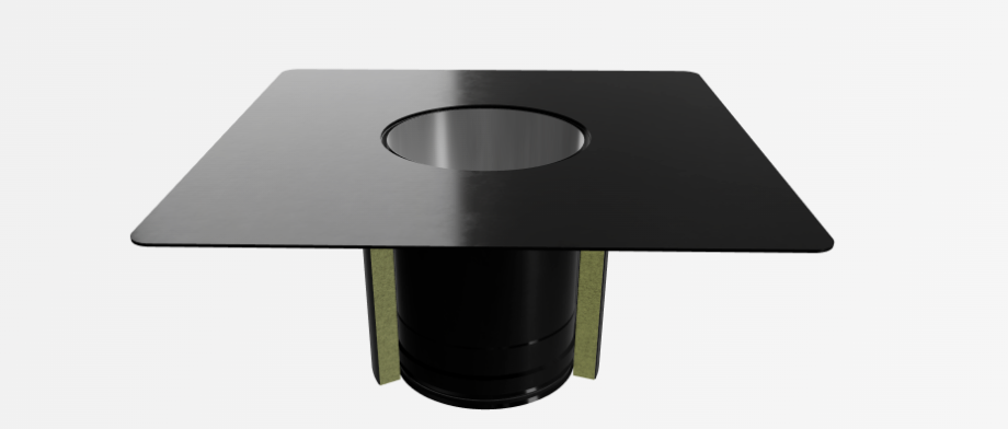 Piq Telescopische muurdoorvoer geïsoleerd zwart 150mm met rozet 400x400