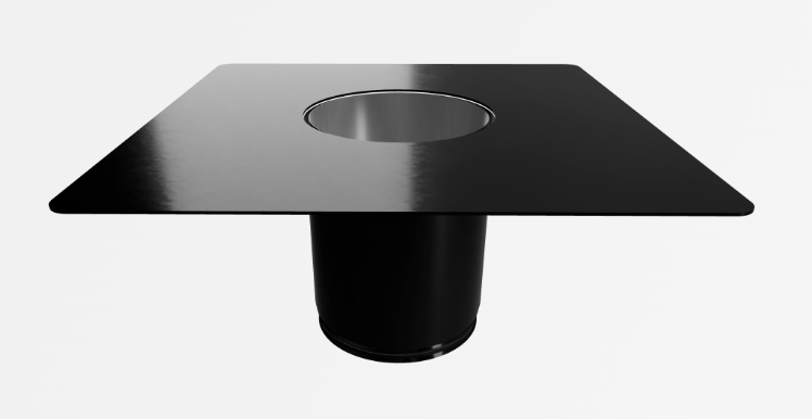 RTQ Raccord telescopique diam 150mm avec rosace carré 400x400 noir (nouvelle ref 3082825)