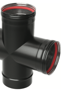 Raccord T90° diam 80 noir F/F/M