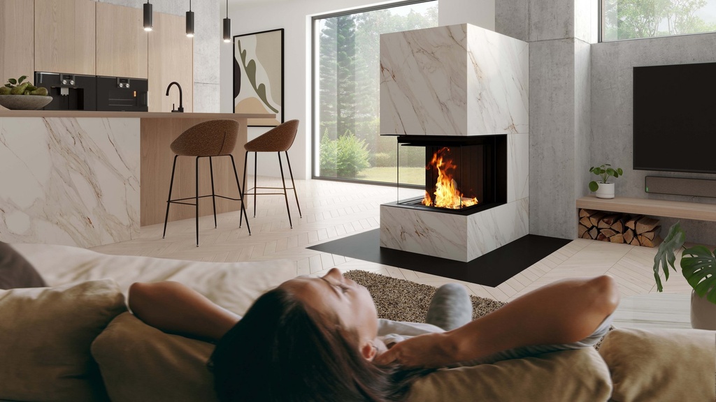 SPARTHERM - Premium A-U-50h, chamotte blanche, cadre massif à 8 côtés