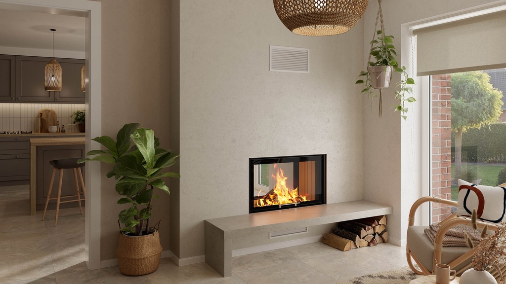 SPARTHERM - Varia FD-87h-4S, D=200, ch. noir, cadre massif à 4 côtés