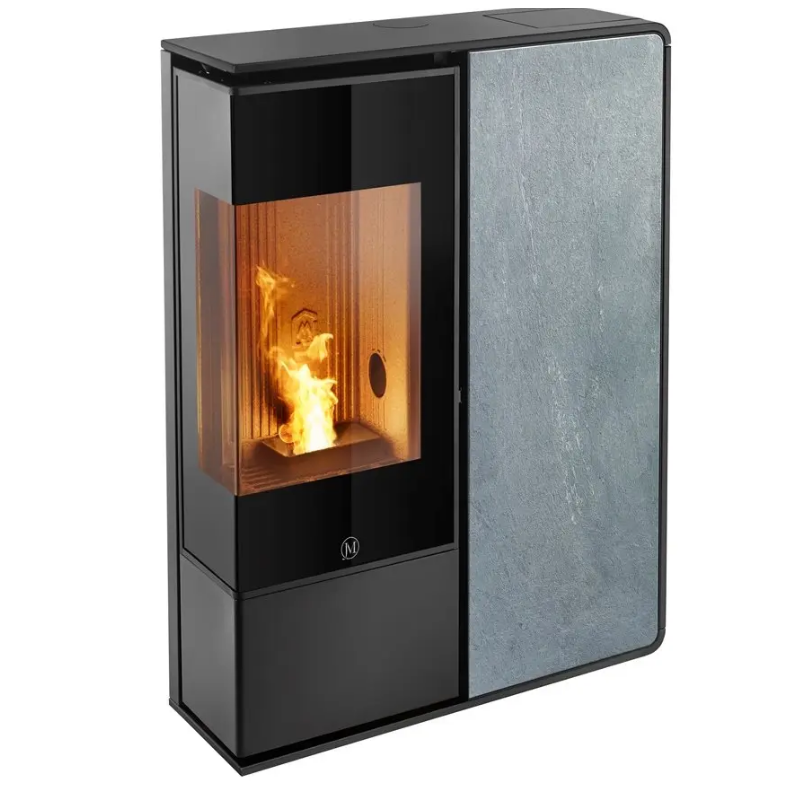 JOLLY MEC - IDEA2 Angolo - Profil noir - panneau frontal pierre ollaire - 9 kw