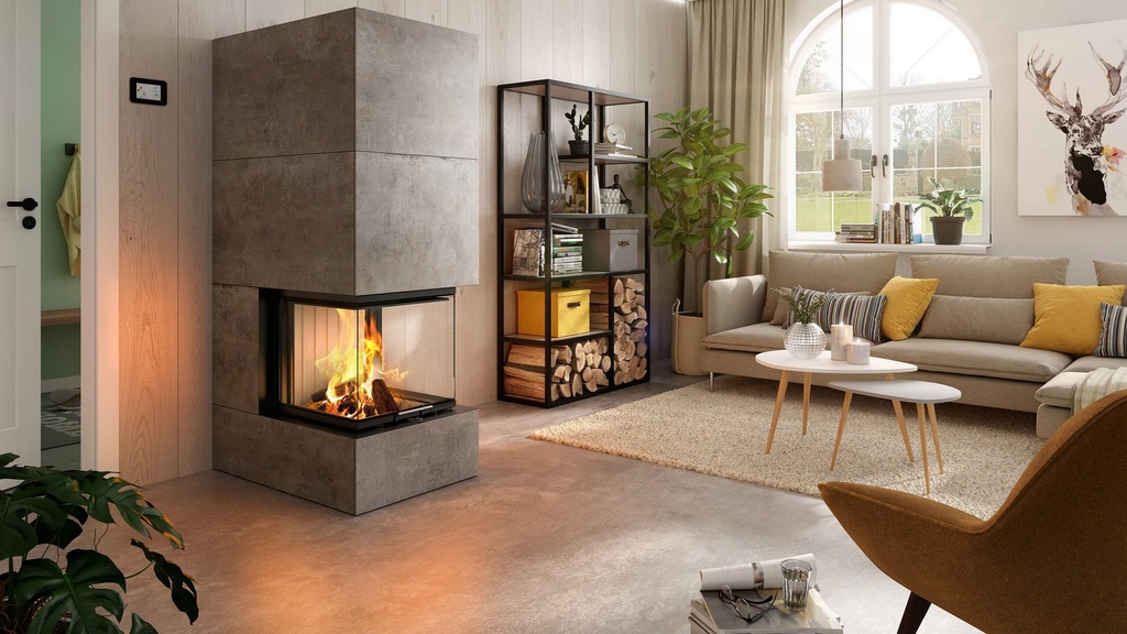 SPARTHERM - Arte U-50h-4S, D=250, chamotte noir, cadre massif à 8 côtés