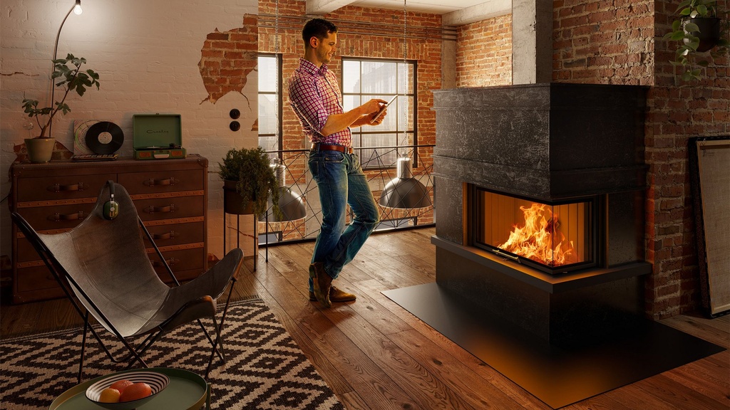 SPARTHERM - Varia 2R-80h 2.0, RLA, D=200mm, chamotte noir, cadre massif à 6 côtés