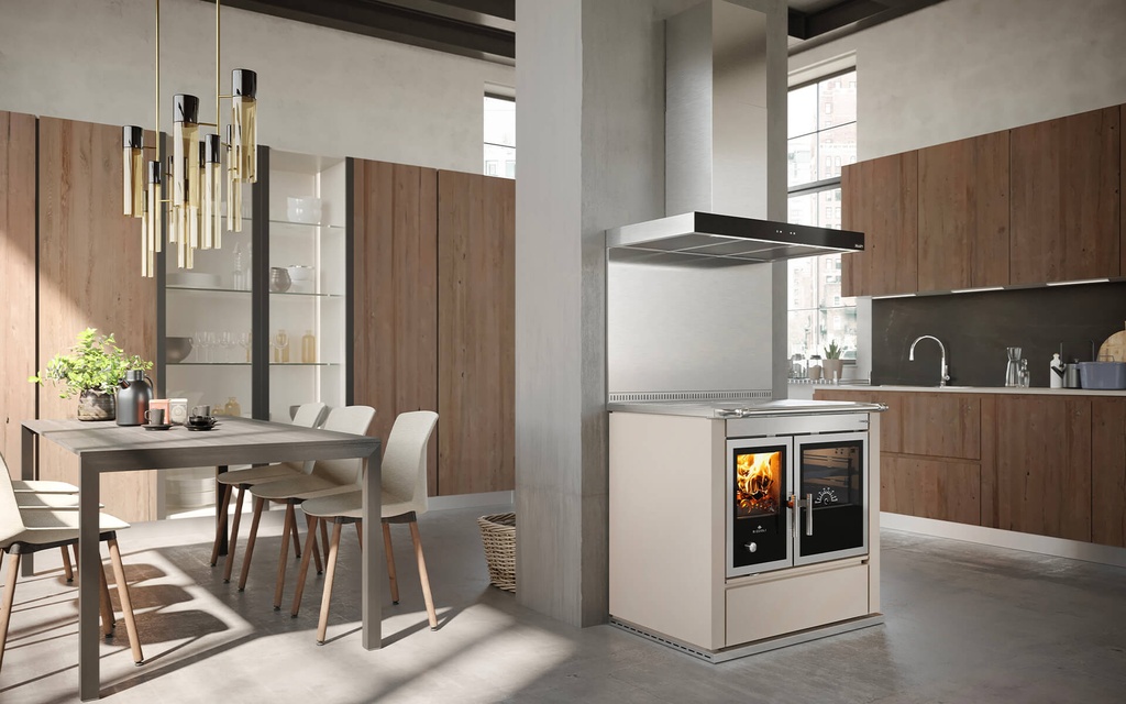 Rizzoli Cuisinière à bois avec four Serie S 90 noire