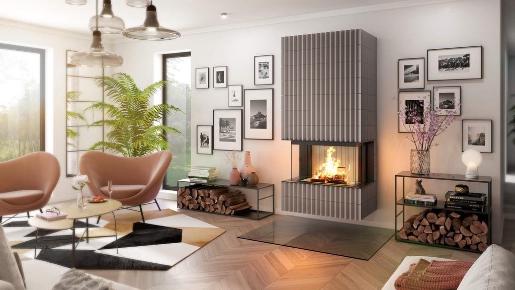 SPARTHERM - Premium A-3RL-80h, D=200, chamotte noir, cadre massif à 8 côtés
