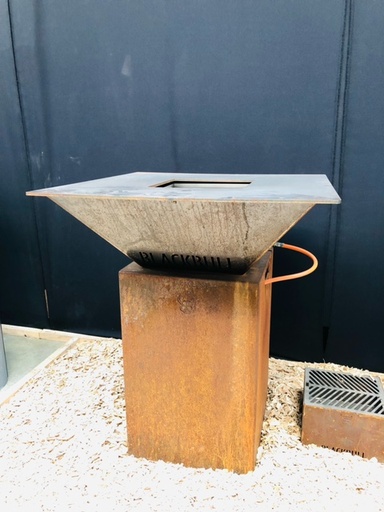 [BIGQUBE M GAS CORTEN] Plancha à Gaz en corten 80x80 cm avec Socle Hauteur 99cm