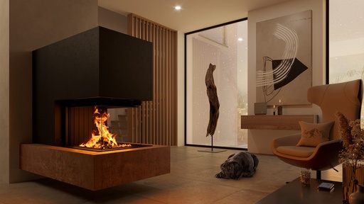 [65282] Spartherm Premium A-U-70h, D=250, chamotte blanche, cadre massif à 8 côtés