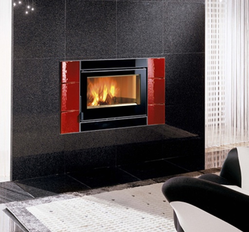 [6016090] Eléments latéraux en céramique bordeaux,
éléments centraux en crystal noir. Nordica