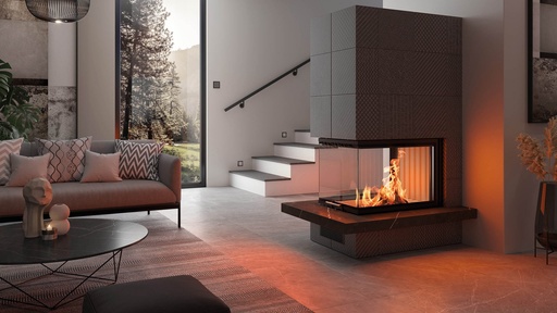 [64361] DRU - Arte U-70h-4S, D=250, zwarte chamotte, 8-zijdig massief kader