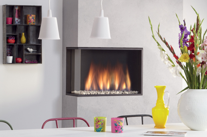 [45384] DRU Global 60 Corner BF RCE gauche, noir lisse, gaz naturel G20