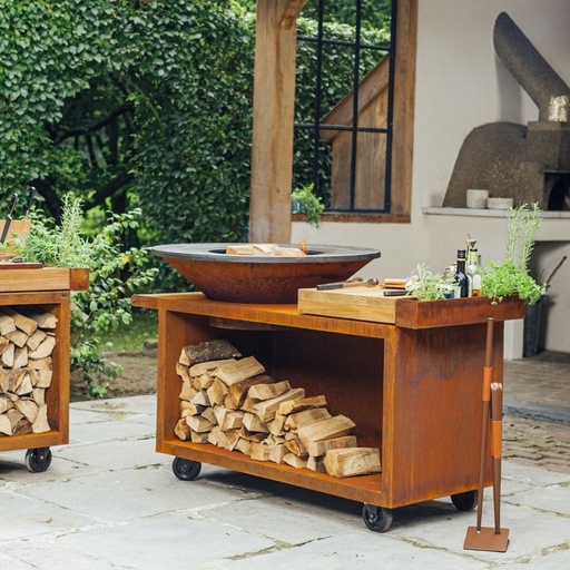 [OI-100-PRO-TW] OFYR - Plancha Island Corten 100 Bois de teck PRO