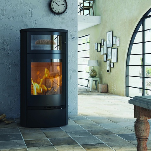 [213510SINC] LOTUS JUBILEE 35S - indian night côtés/dessus, avec four de cuisson, noir, inclus porte pour compartiment à bois + poignées classiques