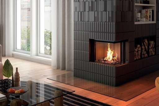 [65607] Premium V-2L-55h, D=200, chamotte noir, cadre massif à 6 côtés