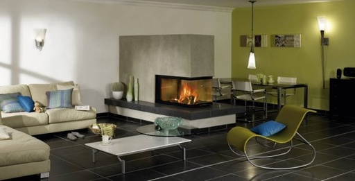 [64354] Spartherm- Arte U90h-4S, D=250, chamotte noir, cadre massif à 8 côtés