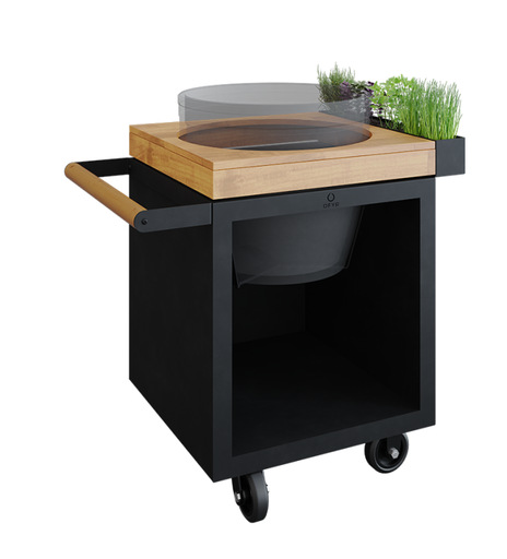 [O-K-T-B-65-PRO-TW-BGE] OFYR- Kamado Table Black 65 PRO Bois de teck BGE