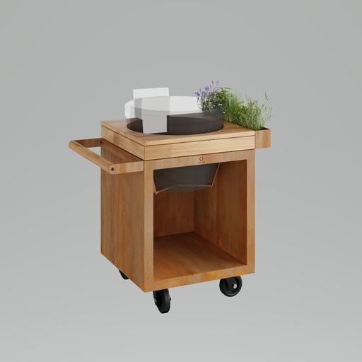 [O-K-T-65-PRO-TW-KJ] OFYR Kamado Table Corten 65 PRO Bois de teck KJ