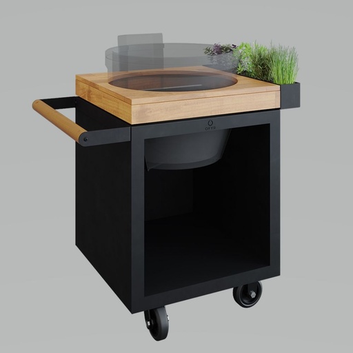 [O-K-T-B-65-PRO-TW-KJ] OFYR Kamado Table Black 65 PRO Bois de teck KJ
