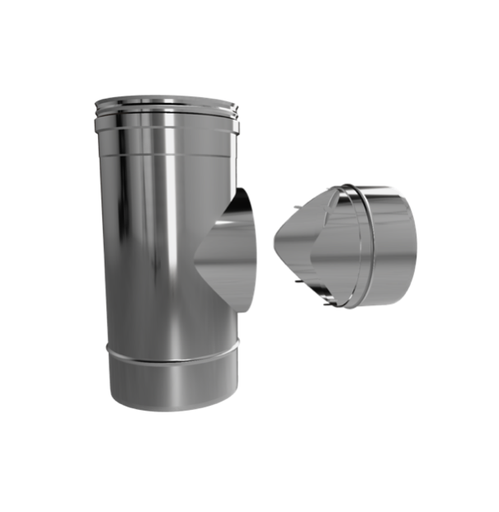 [4019013] TE 90 Ø130 INOX AVEC PIQUAGE AMOVIBLE