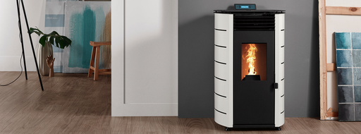 [PA1071X068 + CA01050246] Poêle à pellets Sabine blanc 10kw - Basic Line  