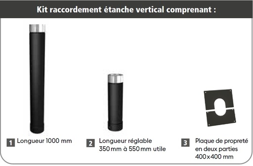 [146189] Kit raccordement étanche vertical noir 80 / 130
